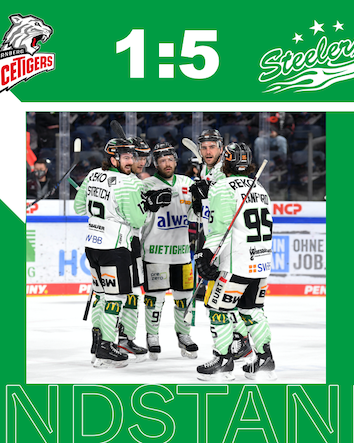 Wichtiger Sieg in Nürnberg – Steelers gewinnen mit 5:1 bei den Ice Tigers