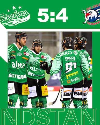 Sensationssieg gegen Mannheim - Steelers gewinnen nach Rückstand mit 5:4