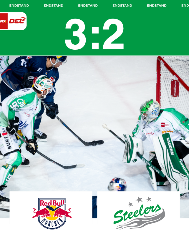 Knappe Niederlage beim Tabellenführer – Steelers unterliegen München mit 2:3