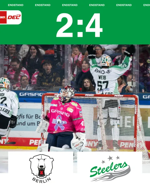 Kleines „B“ gewinnt an der Spree! Dezimierte Steelers siegen gegen den Meister aus Berlin mit 4:2