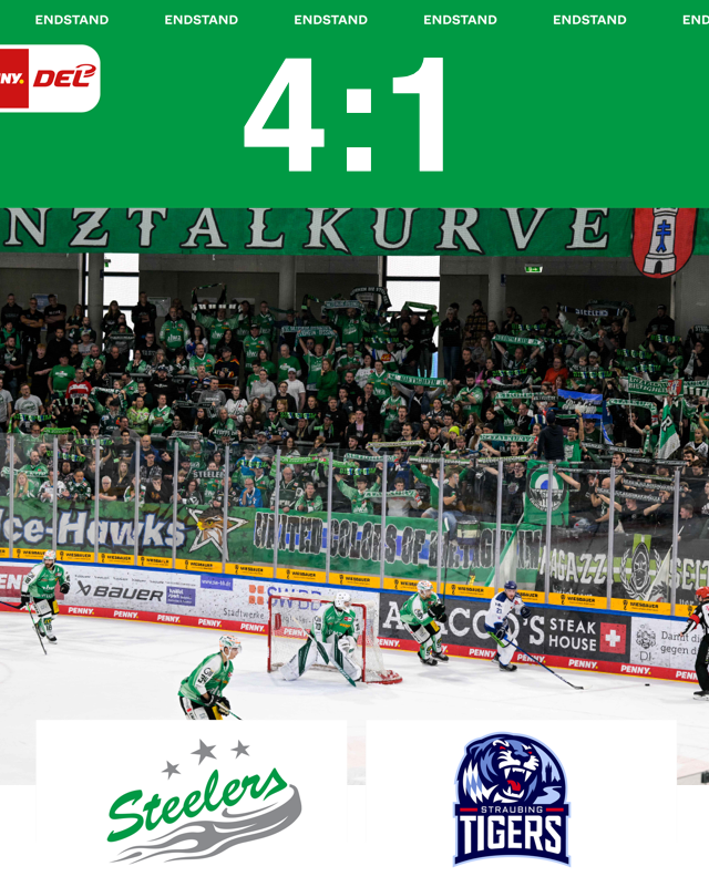 Dritter Sieg in Serie - die Steelers gewinnen mit 4:1 gegen Straubing