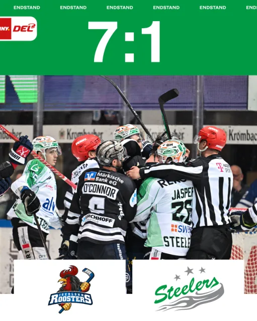 Nichts zu holen am Seilersee – Steelers verlieren in Iserlohn mit 1:7