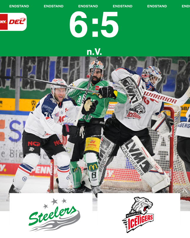 Comeback-Sieg im letzten Heimspiel 2022 – Steelers gewinnen mit 6:5 n.V. gegen Nürnberg