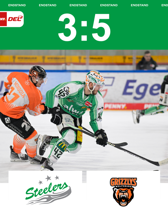 Wolfsburg gewinnt in Bietigheim - Steelers unterliegen mit 3:5