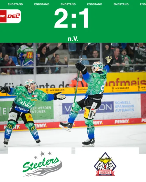 Steelers belohnen sich und siegen mit 2:1 n.V. gegen Bremerhaven
